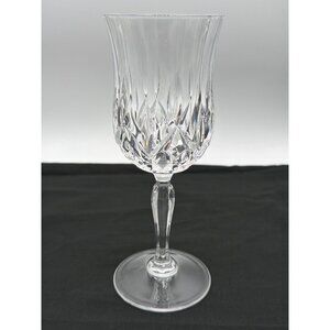 Vintage Clear Crystal Wine Glass With Elegant Diamond & Starburst Pattern 7.5 In